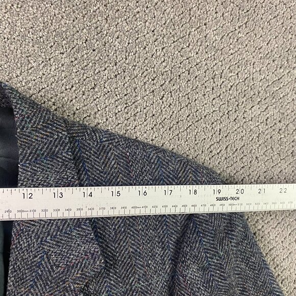 Vintage Evan Picone Herringbone Tweed Blazer Sport Coat Men's 42R Fits 40S Gray - Picture 12 of 16